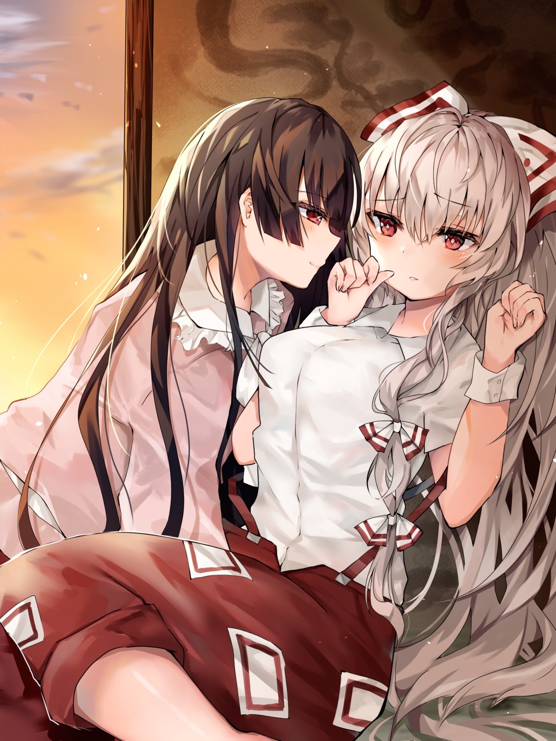 Hiiro60 Touhou Fujiwara No Mokou Houraisan Kaguya Yuri 648529 Yande Re